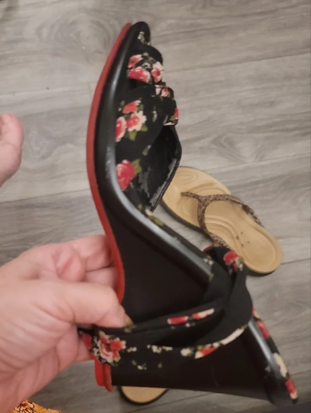 Floral Lace-Up Women's Sandals - Black Floral